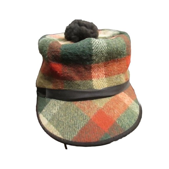 union made Accessories Vtg Greenbrown Union Made Usa Plaid Hat Pom